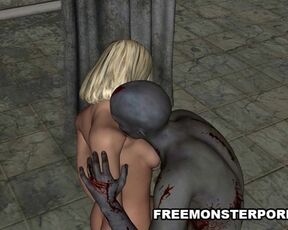 Hot 3D Blonde Fucked by a Zombie