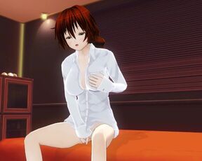 3D HENTAI Redhead Girlfriend Masturbates on your Bed