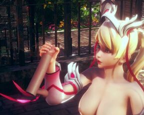 3D HENTAI OVERWATCH Mercy Jerking off your Cock