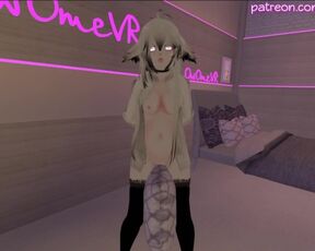 Horny Cat Girl Humps her Pillow until she Cums [intense Moaning, VRchat Erp, 3D Hentai] Preview