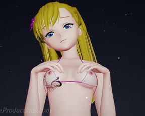 MMD R18 4k Blonde Misaka Aylin with a Pink Bikini - Dub Zap - 1037