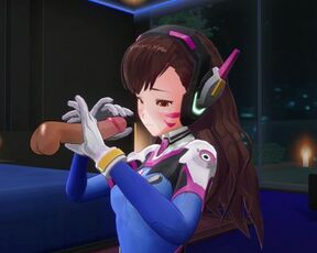 3D HENTAI D.VA Jerks off your Cock in the Penthouse