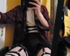 Cute Femboy Trap Shows off in the Mirror