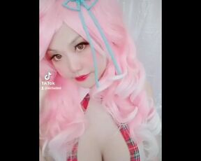 Animegirl Drinking Teaser Cosplaygirl Drinking Teaser Pinkhair