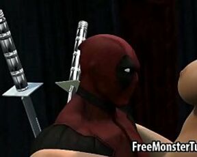 Foxy 3D cartoon blonde babe gets fucked by Deadpool