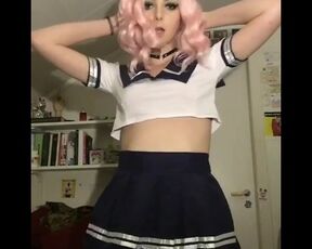 Goth School Girl Plays around after School