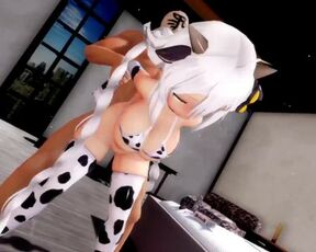 Akari in cow print bikini - [MMD][By-sakanakura]