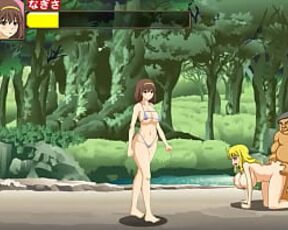 Pretty bikini girl having sex with a lot of men in Bt Island act hentai game new gameplay