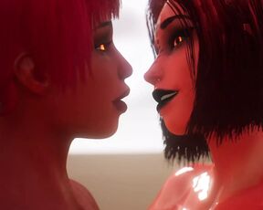 2 Demonic Girls Fuck Each other - 3D Animation