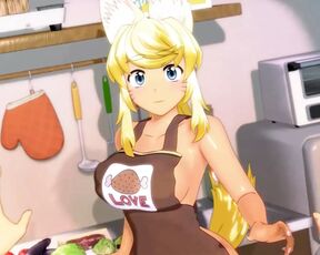 Wolf Girl Wags Her Tail Happily For The Food You Bring Her And Thanks You With Her Big Tits - Hentai Pros