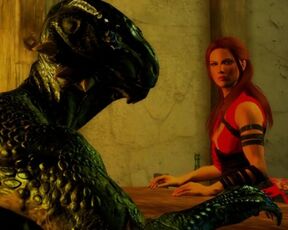 Lizardman gets milked by Sexy Red Head MILF in Bar THE ULTIMATE PLEATURE SKYRIM