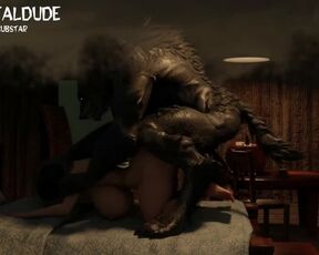 Werewolf hump big girl in apartment room HD by Substar