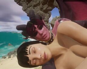 Demon seduces lesbian on the beach