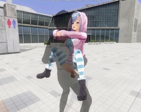 3D HENTAI Cute girlfriend fucks on the roof of the mall