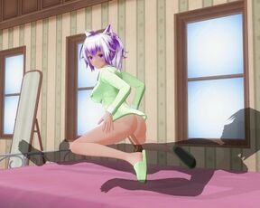 3D HENTAI Lovely girlfriend in green pajamas reverse cowgirl