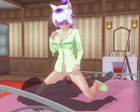 3D HENTAI Cute girlfriend in green pajamas rides a big cock