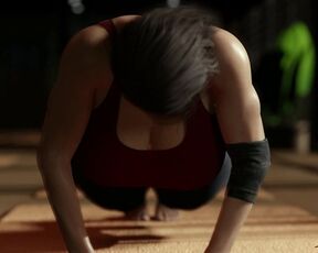 Jill Valentine Doing Yoga 60 FPS