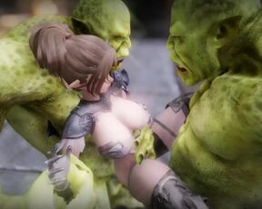 Big Breasts Elf Mama Oak Defeat by Ugly Cosplay Orc Seeding Sex 3D Hentai NSFW Part 5