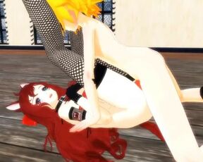 【SEX-MMD】Rin Fucks Roxie - Futanari sex【R-18】