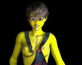 Minion Cosplayer Tits Covered With Cum