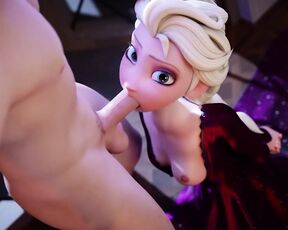 Hentai 3D Anime HORNY FROZEN Elsa Sucks Blowjob Deepthroat until CREAMPIE and Swallow