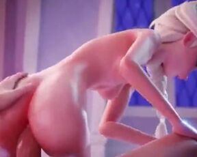 Hentai Cartoon ELSA FROZEN fucked hard and creampied while fingering her pussy