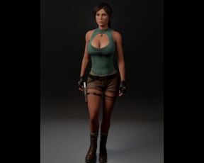 Lara Croft clothed sexy walk