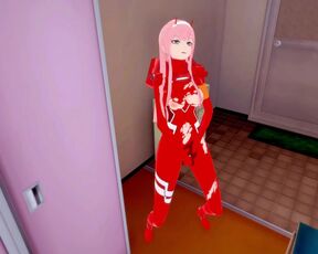 Zero Two in exoskeleton caresses her pussy, shakes and cums | womens locker room [3d hentai]