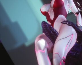 Subverse - Furry monster rubs a huge dick between the thighs of a cyber girl