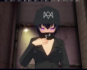 3D HENTAI Watch Dogs: Legion girl masturbating outdoors