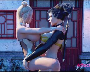 Asian futa babes having threesome sex in a 3d animation