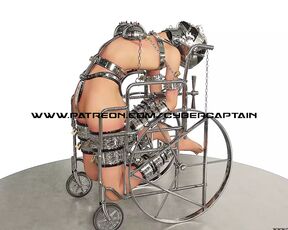 Slave Hardcore Cuffed and Chained in a Wheelchair Metal Bondage BDSM