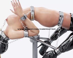 Hardcore Restrained Milf in Metal Bondage and Latex 3D BDSM Animation