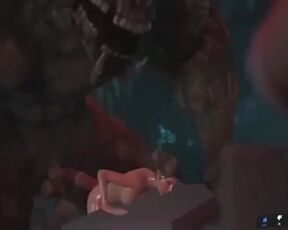 Tomb Raider fucked by giant big-penis dinosaur penetrates her very hard