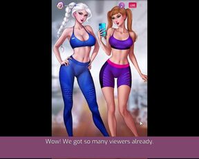 Train your ass with Elsa [Rule 34 Hentai game] Elsa and her stepsister fuck the gym teacher