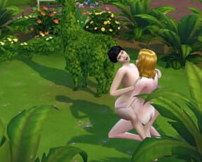 SIMS 4 - MATURE BLONDE GETS PUSSY ATE AND FUCKS CHUBBY BLACK HAIRED LADY IN PUBLIC