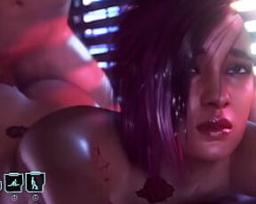 Animation anal sex when a Judy Alvarez lies on her stomach and a guy fucks her ass - Hot Cyberpunk porn