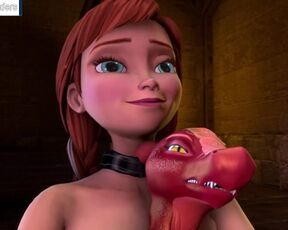 Elsa and Anna Fuck with Monster Dragon