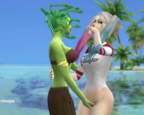 HARLEY QUINN & MEDUSA having sex at the beach house