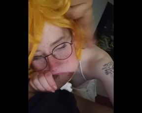 The promised neverland emma suck , deep blowjob, skinny, small Teen cosplay small tits