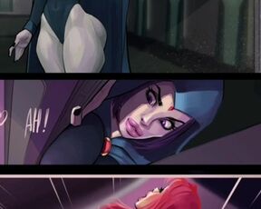 Trio Raven, Cyberboy and Starfire Hentai