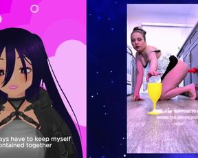 Vtuber BlueHeadChk commentates over her porn video, Self domination!