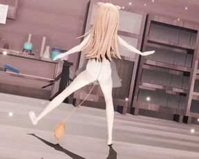 Cute Teen In White Dress Dancing (3D HENTAI)