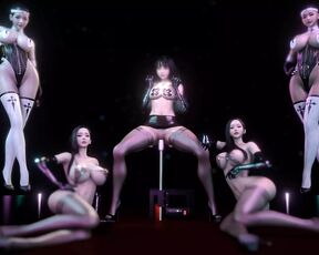 Hot Asian Girl Fucking By Dildo Machine - Multiple Girls (3D HENTAI)