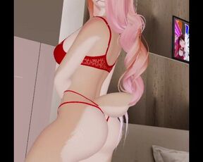 Sensual furry hip rolls in lingerie (Vtuber)