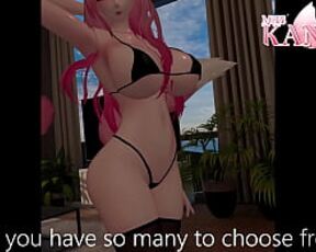 Vtuber gets so wet posing in tiny bikini! Catgirl shows all her curves for you!