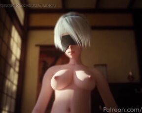 Nier Automata ( 2b ) riding a cock