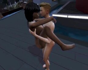 Outside by the fountain holding her (Sims 4 Short Story)