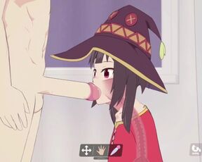 Lust's Cupid, a 2D sex simulation game Megumin cosplay with super deep blowjobs