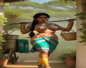 Indian village sexy girl's Ai stable transformation